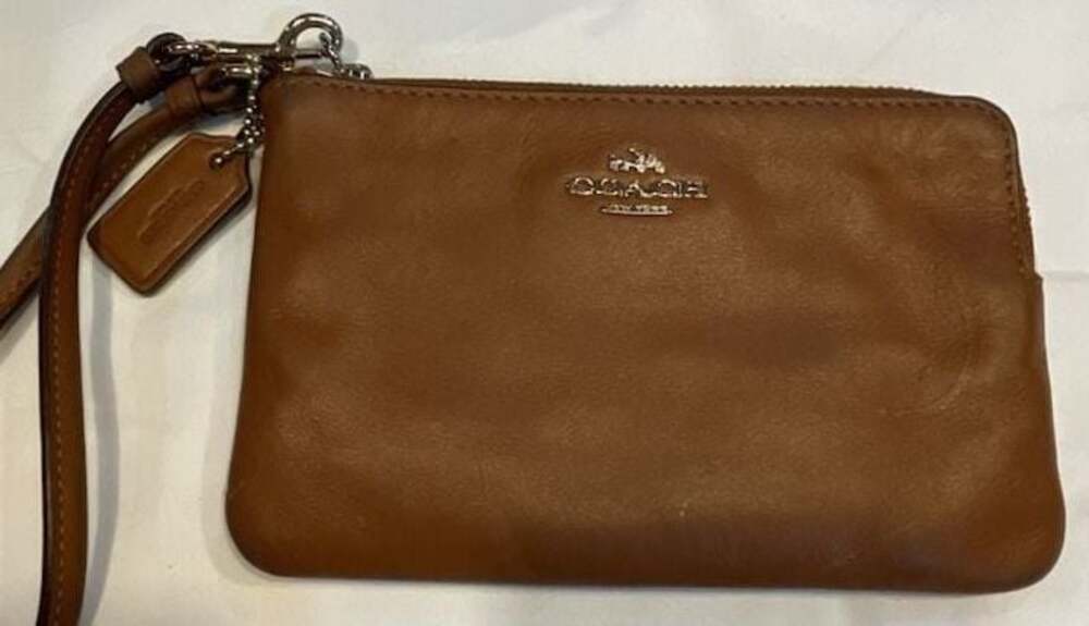 Coach Brown Leather Zip Top Wristlet
